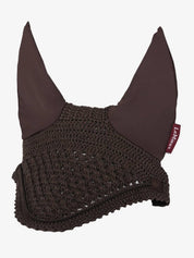 Front view of the brown LeMieux Vogue Fly Hood on a white background