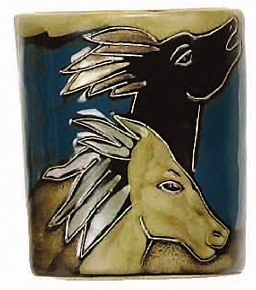 Front view of the Mara Stoneware Horses Dinner Mug on a white background