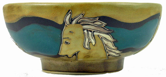 Front view of the 24 oz Mara Stoneware Horses Serving Bowl on a white background