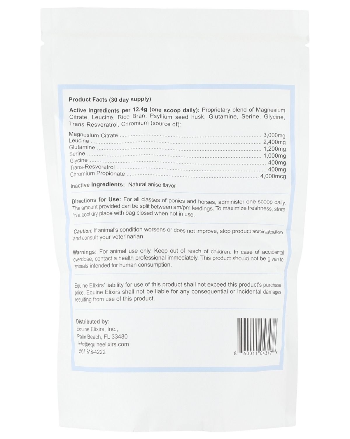 Back view of the small Equine Elixirs Metabolic on a white background