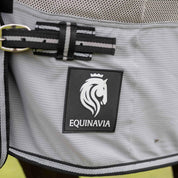 Close-up of Equinavia logo on slate grey sheet