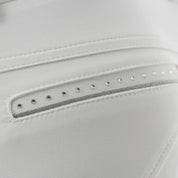 Close-up view of the rhinestone details on the white Equinavia Victoria Full Seat Breeches