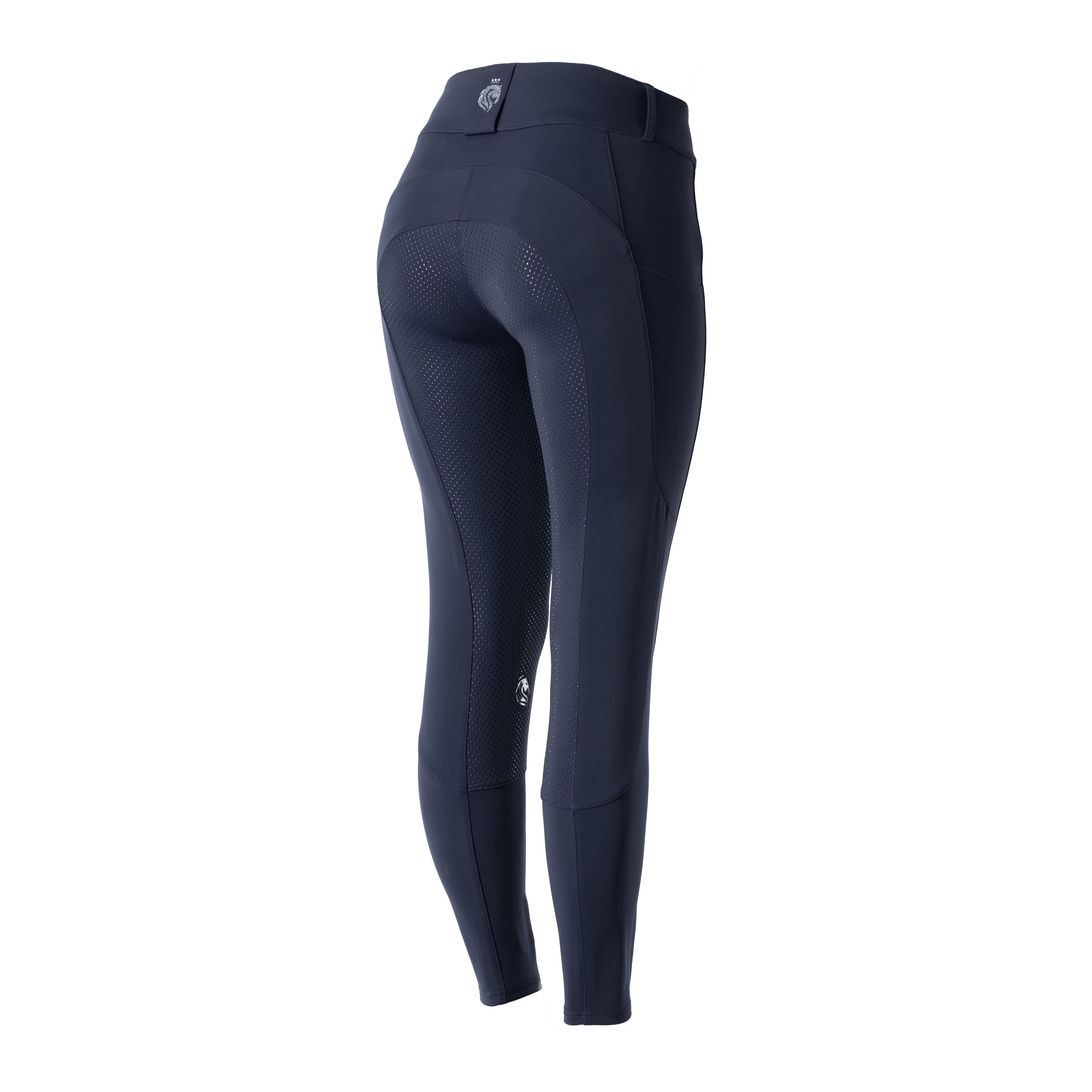 Back view of the Navy Equinavia Birgit Summer Full Seat Breeches on a white background