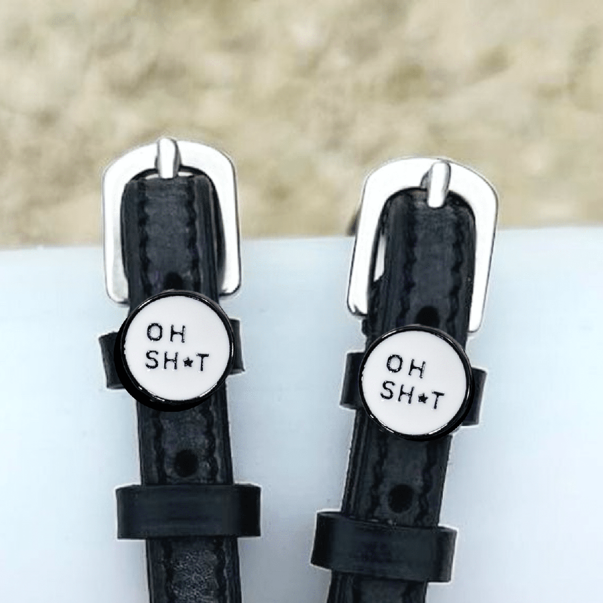 Close-up view of the Oh Sh*t Mane Jane Spur Straps