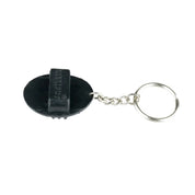 Top view of the black Horze Brush Key Chain on a white background