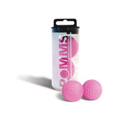View of a container and additional pair of pink Pomms Premium Equine Earplugs on a white background