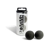 View of a container and additional pair of black Pomms Premium Equine Earplugs on a white background