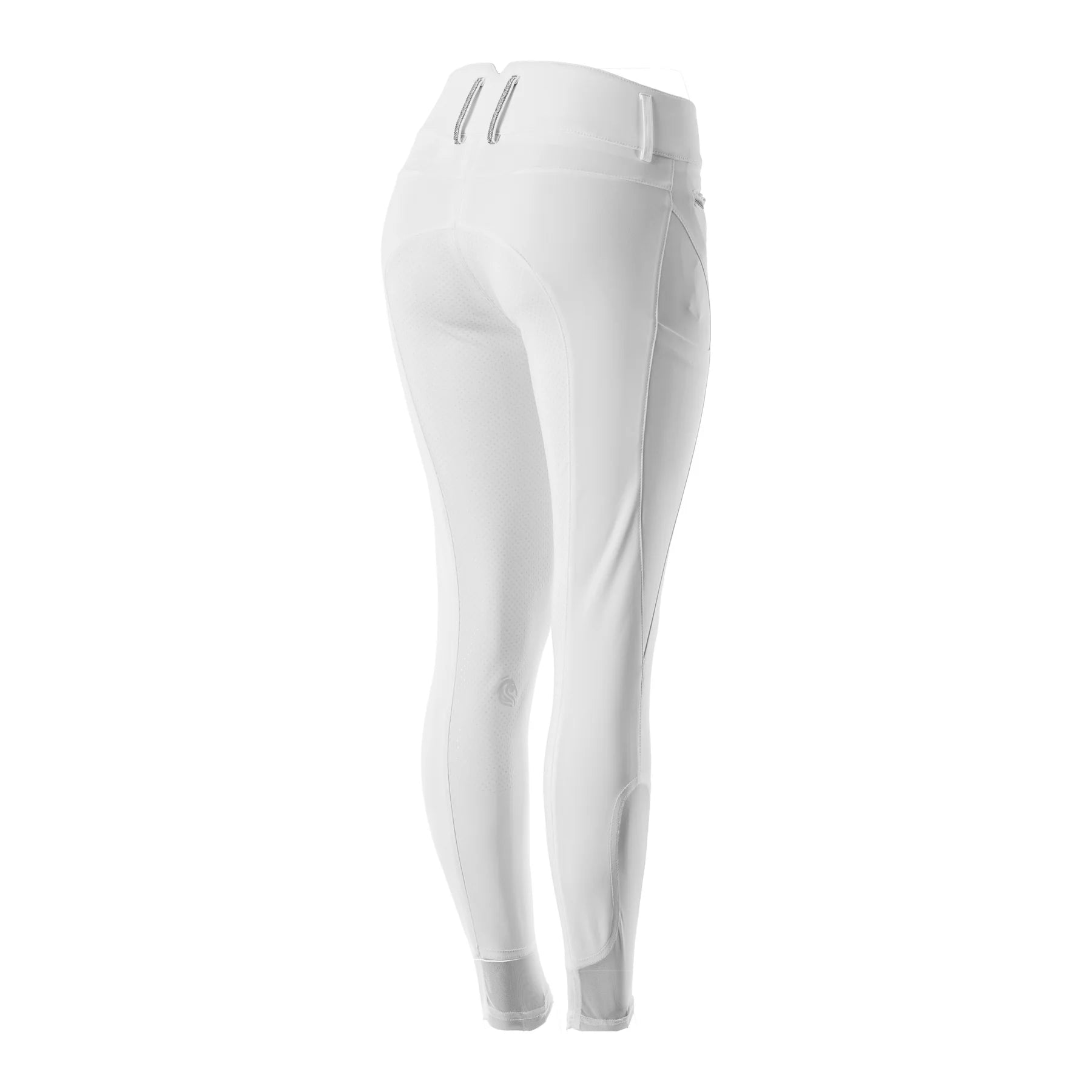 Back view of White Equinavia Sissel Full Seat Breeches on a white background