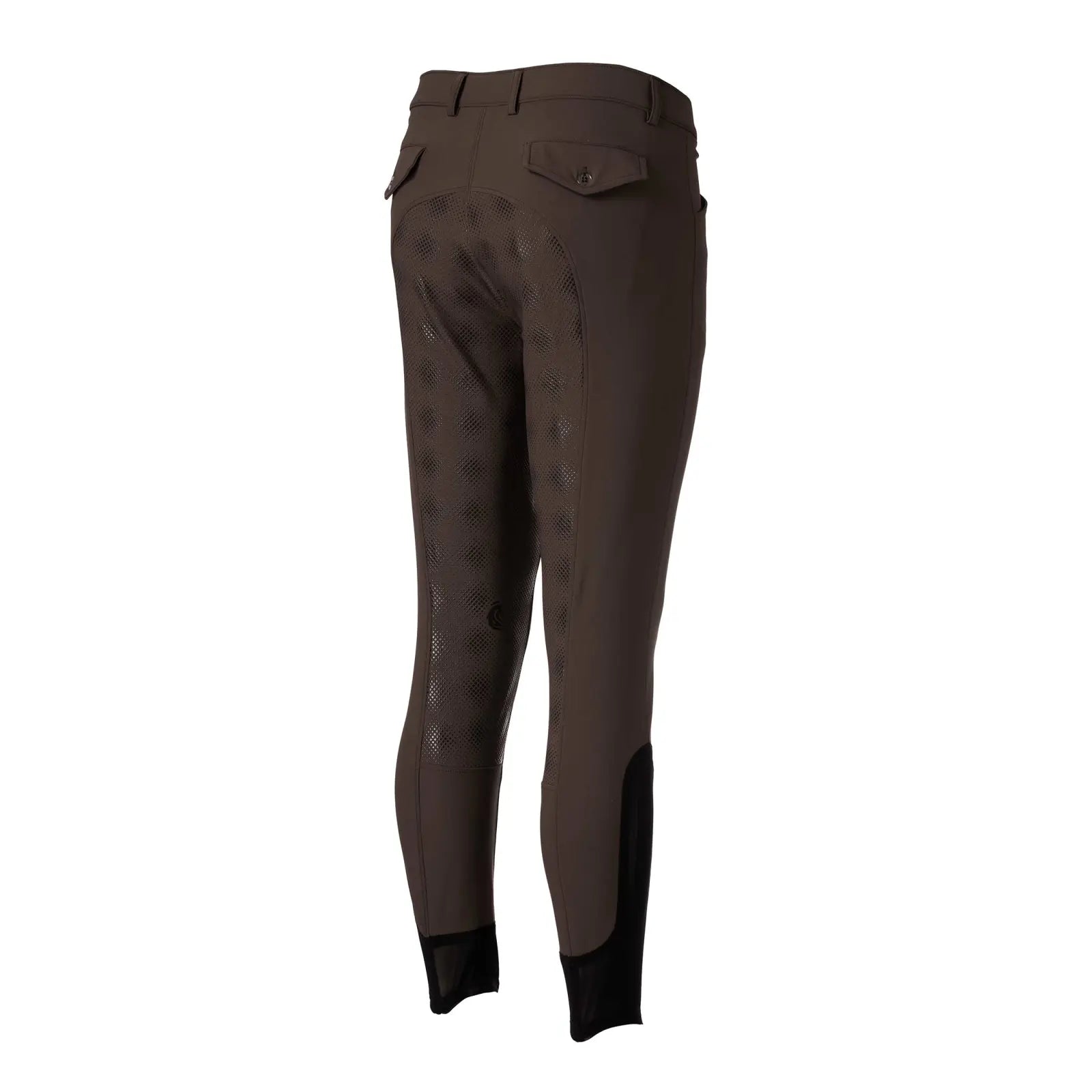 Back view of the brown Equinavia Anders Mens Full Seat Breeches on a white background