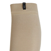 Close-up side view of the top of the Horze Ebba Technical Riding Socks in tan on a white background