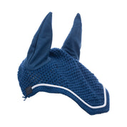 Side view of the blue Equinavia Voss Bonnet on a white background