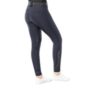 Back view of a model wearing the Equinavia Kristina Full Seat Breeches in navy on a white background