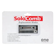 View of a package of SoloGroom SoloComb Replacement Blades on a white background