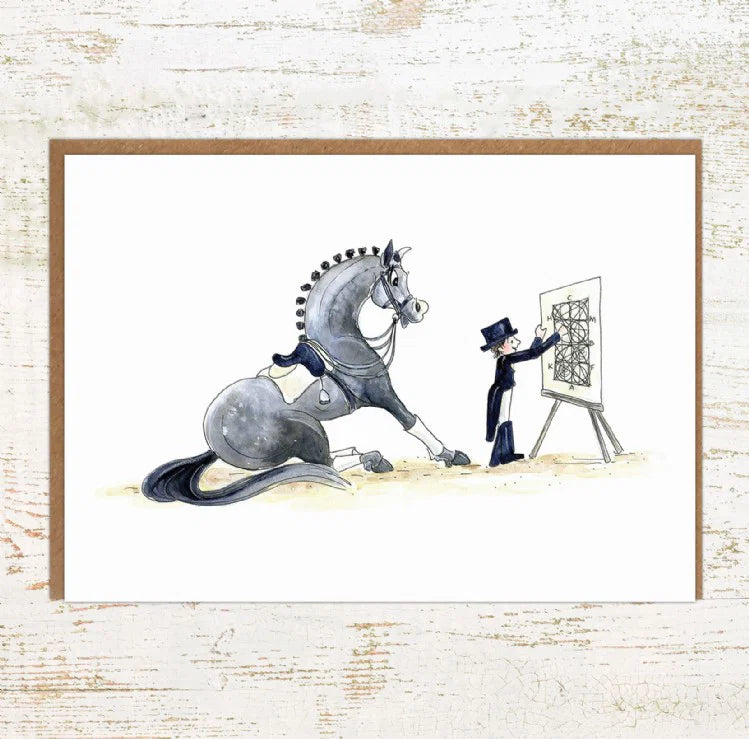View of the Halt @ X Pony Nut Greeting Card on a white washed wood background