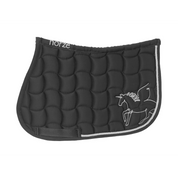 Side view of the black Horze Pegasus Pony Saddle Pad on a white background