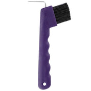 Side view of the Equi-Essentials Hoof Pick with Comfort Grip in purple