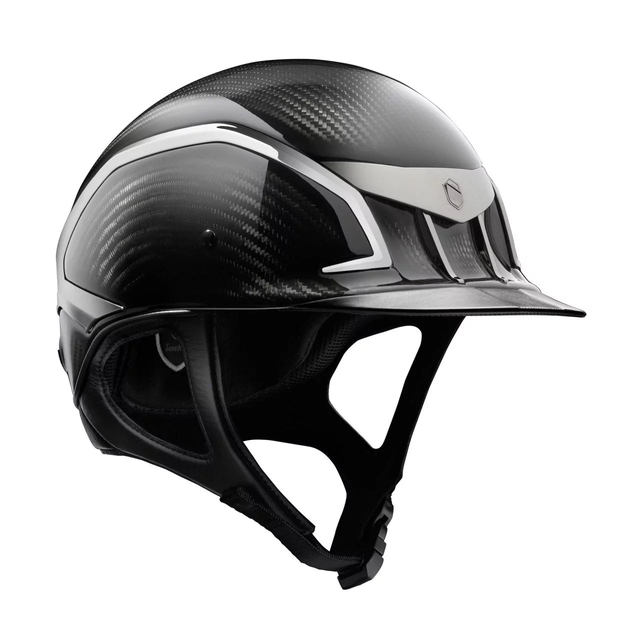 Angled front view of the black glossy Samshield XC XJ Helmet on a white background