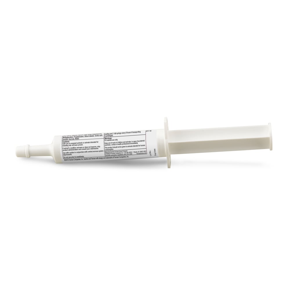 Back view of a tube of Farnam Quitex II Calming Paste on a white background