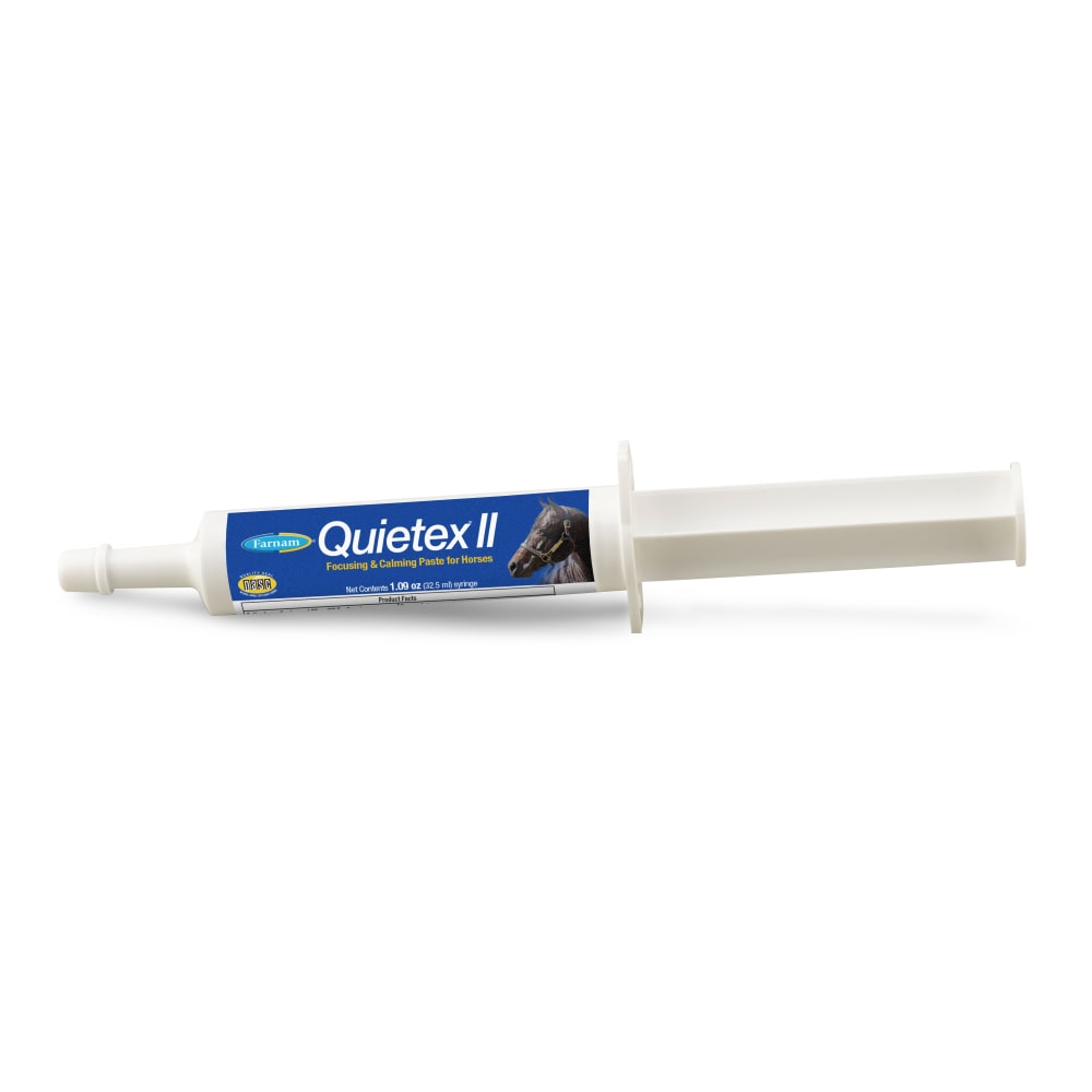 Front view of a tube of Farnam Quitex II Calming Paste on a white background