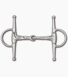 Silver twisted metal horse bit with one middle joint and tall cheek pieces shown on a white background