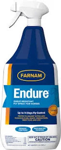 Front view of a 32 oz bottle of Farnam Endure Sweat Resistant Fly Spray on a white background