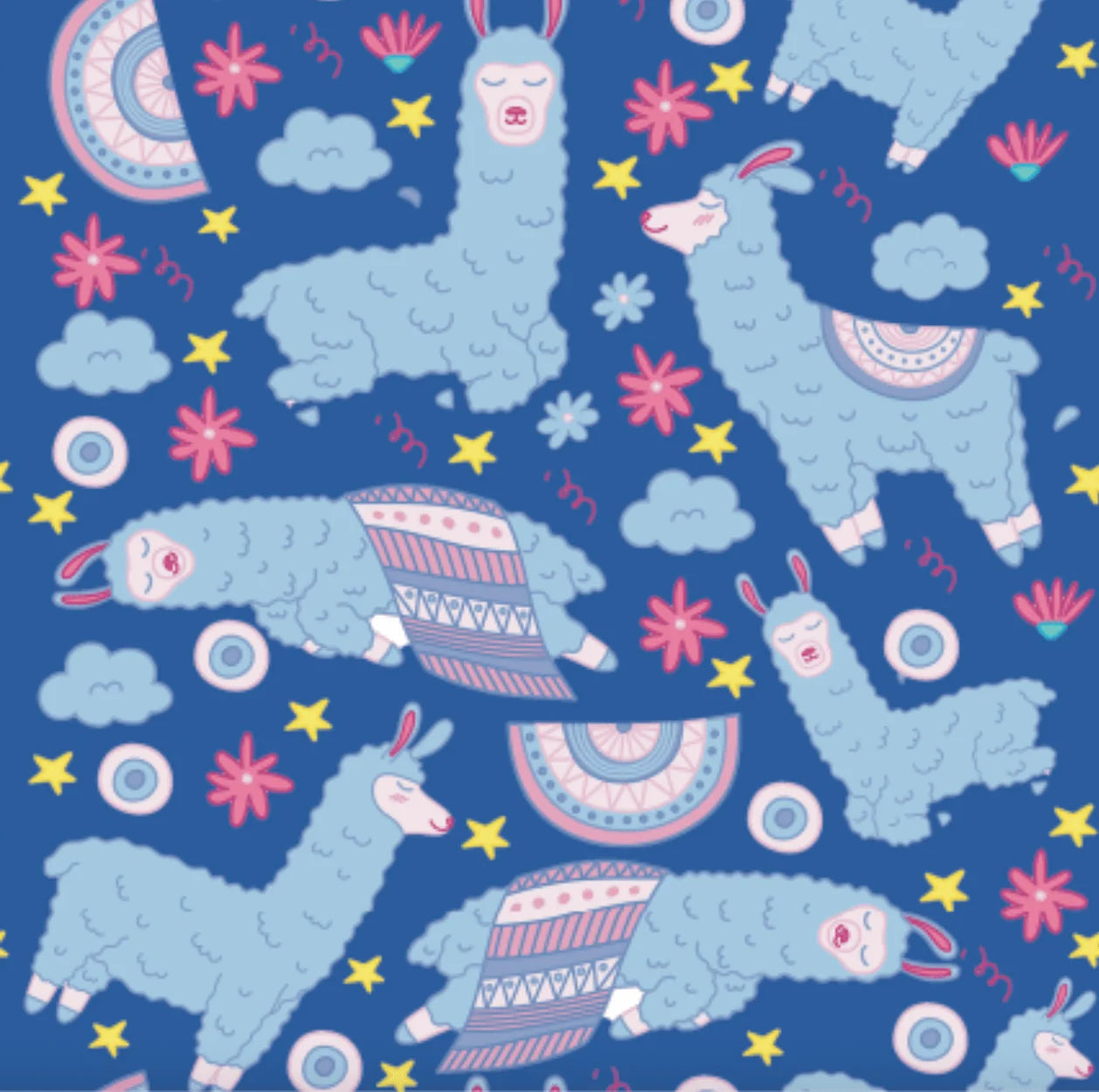 Close-up view of the Sleepy Llama pattern on the Dreamers & Schemers Pair & A Spare Boot Socks