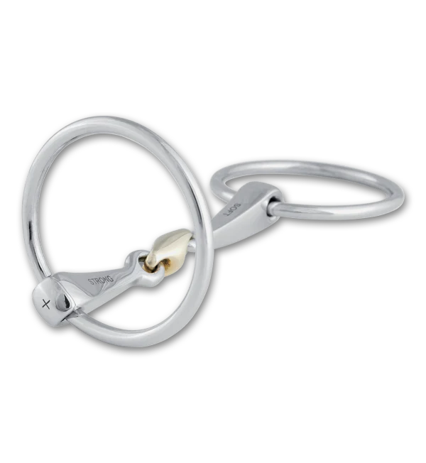 Full view of the Stubben 2 in 1 Stainless Steel w/ Sweet Copper Link Loose Ring Snaffle on a white background