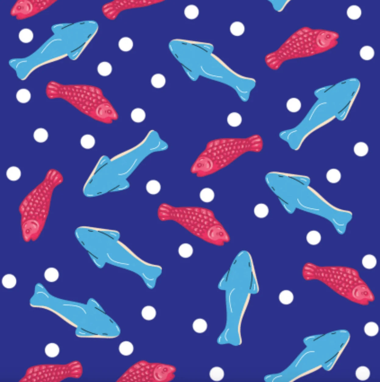 Close-up view of the Sweet-ish Fish pattern on the Dreamers & Schemers Pair & A Spare Boot Socks