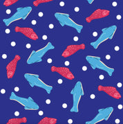 Close-up view of the Sweet-ish Fish pattern on the Dreamers & Schemers Pair & A Spare Boot Socks