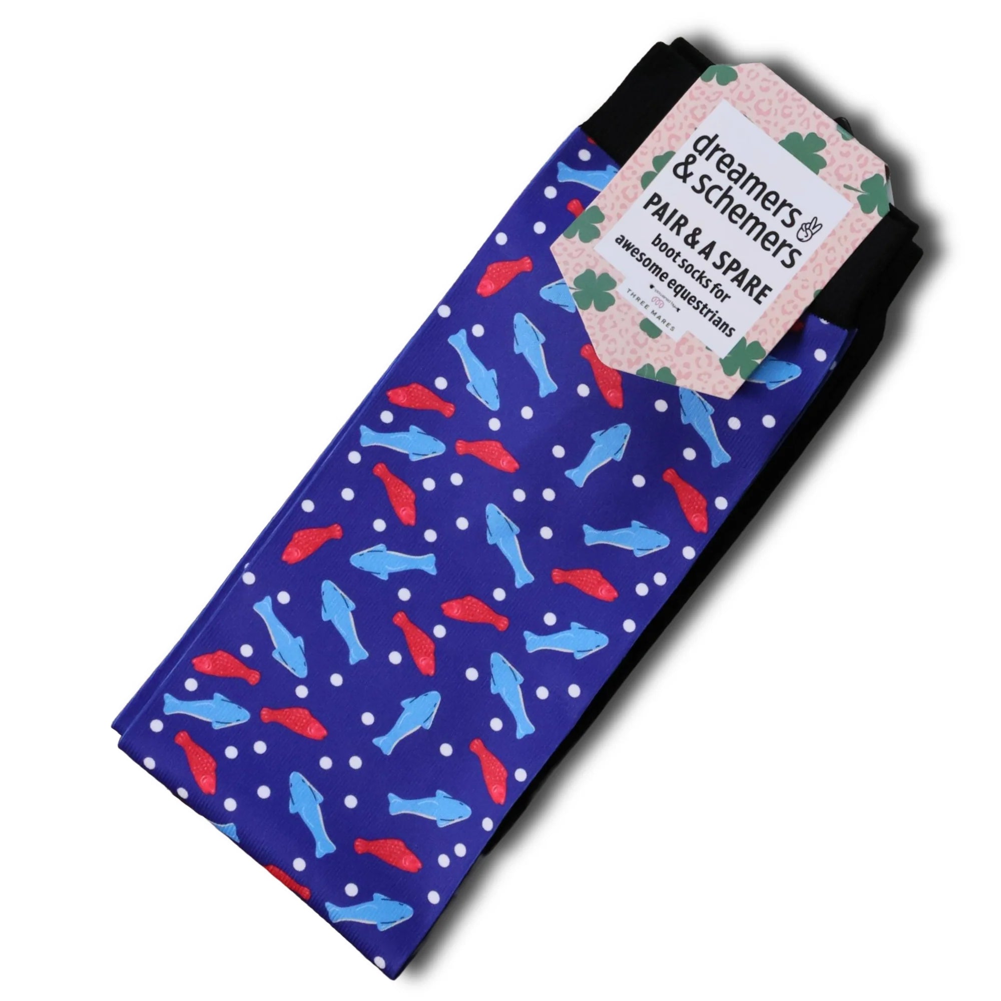 Front view of the Sweet-ish Fish Dreamers & Schemers Pair & A Spare Boot Socks on a white background