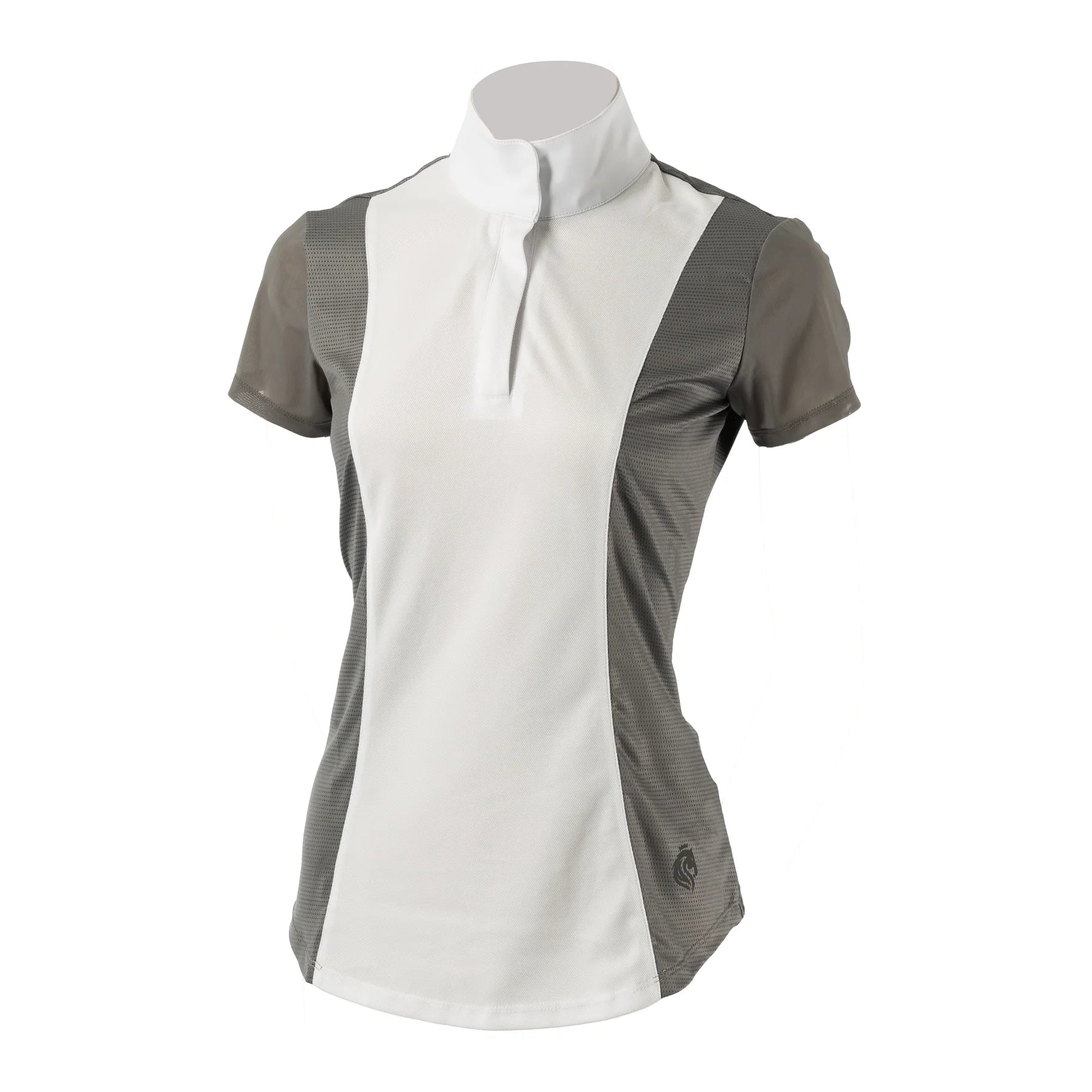 Front view of Brushed Nickel Equinavia Martha Short Sleeve Show Shirt on a white background