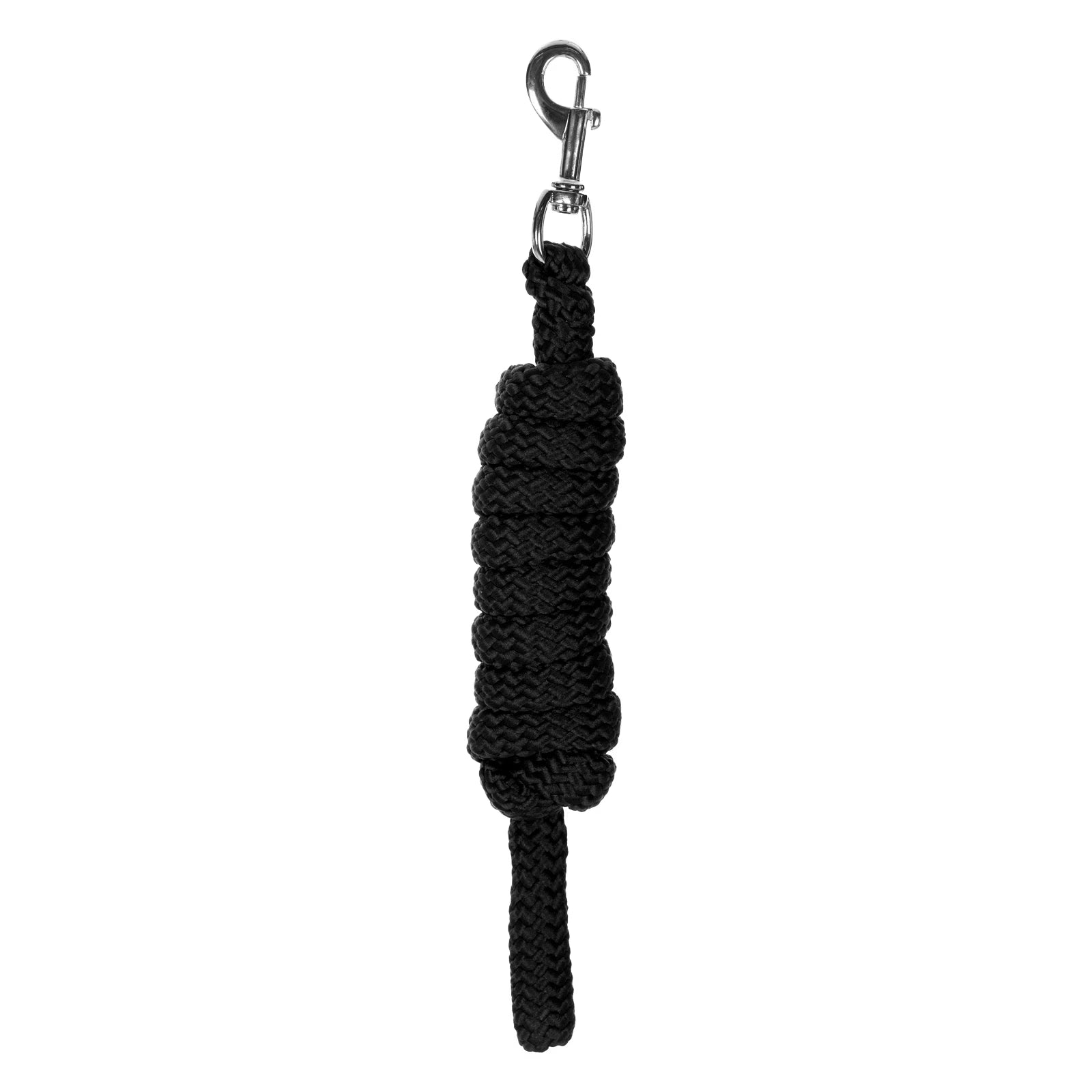 Full view of the black Equinavia Iris Soft Lead with Snap on a white background