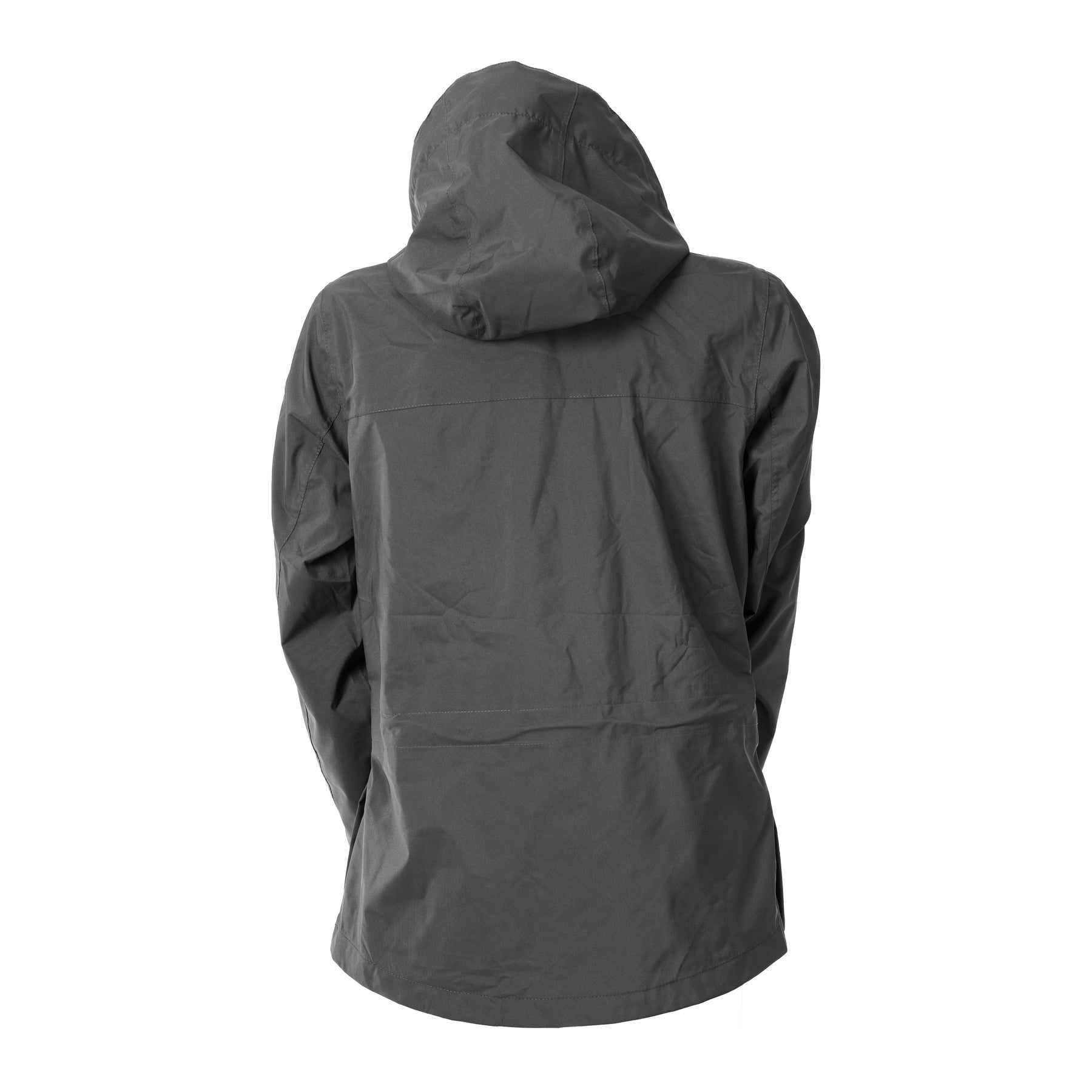 Back view of the Stone Gray Horze Camila Waterproof Jacket on a plain background