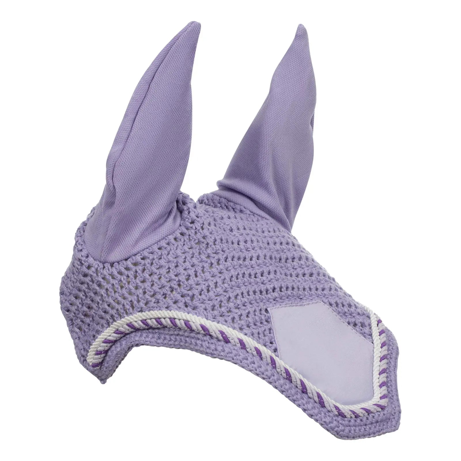 Side view of the purple Equinavia Copenhagen Ear Net on a white background