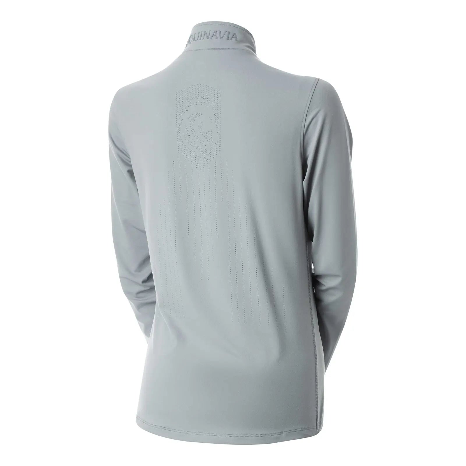 Back view of the Equinavia Kari Womens Long Sleeve Sun Shirt with NordicAir Tech in gray on a white background
