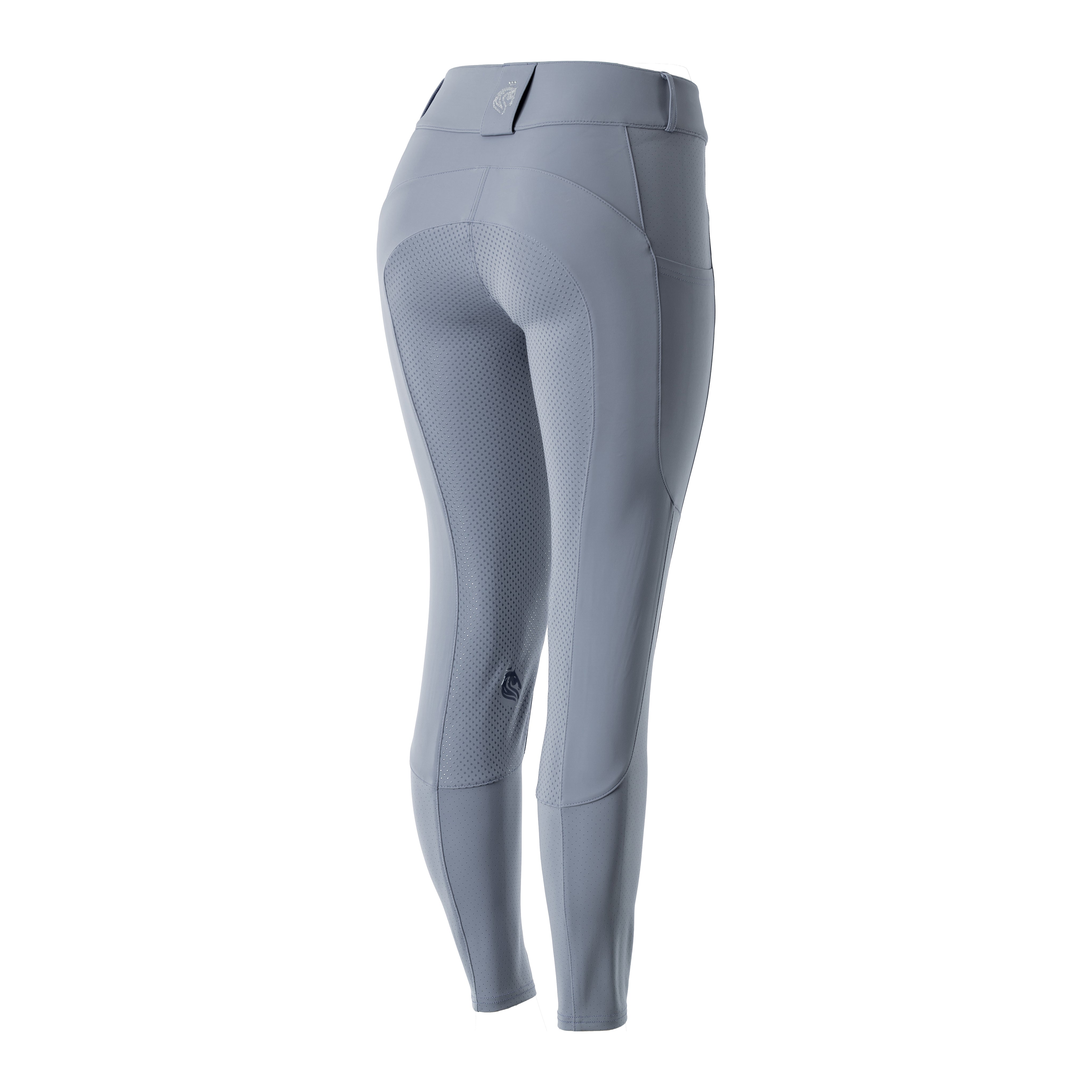 Back view of the Dusk Blue Equinavia Birgit Summer Full Seat Breeches on a white backround