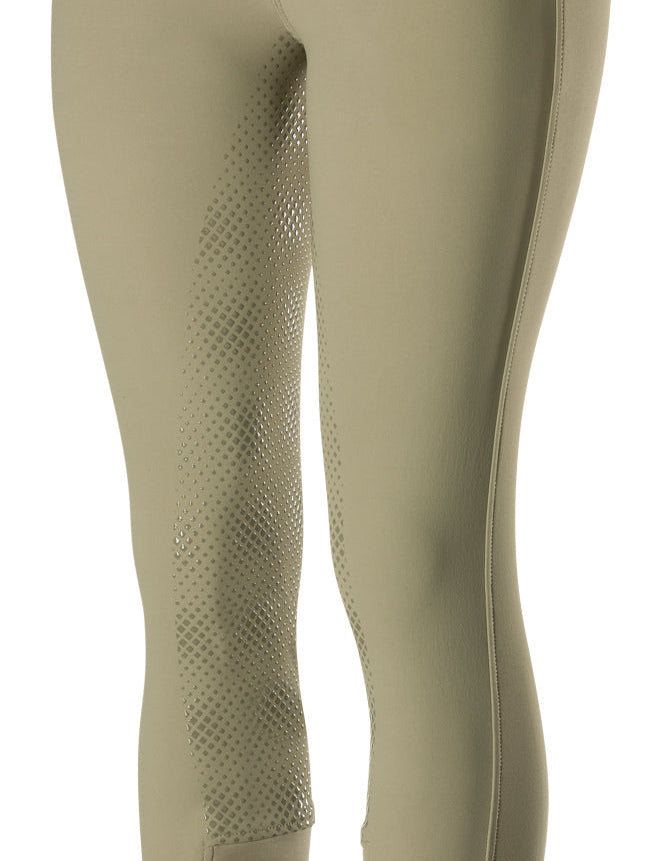 Front view of the tan Horze Grand Prix Silicone Full Seat Breeches on a white background