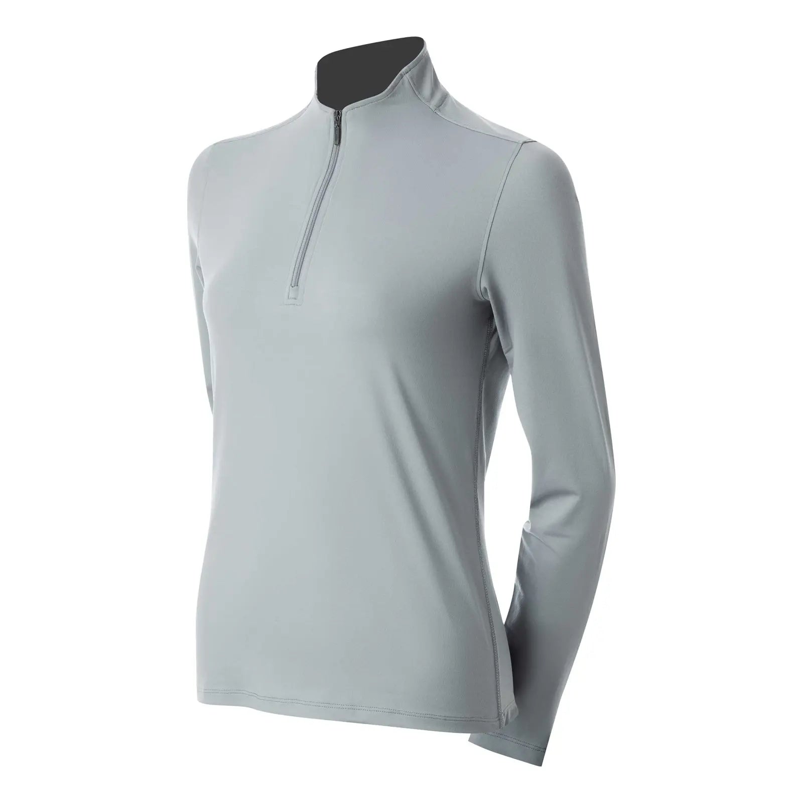 Front view of the Equinavia Kari Womens Long Sleeve Sun Shirt with NordicAir Tech in gray on a white background