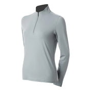 Front view of the Equinavia Kari Womens Long Sleeve Sun Shirt with NordicAir Tech in gray on a white background