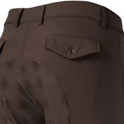 Close-up back view of the brown Equinavia Anders Mens Full Seat Breeches on a white background