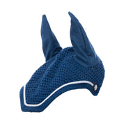 Side view of the blue Equinavia Voss Bonnet on a white background