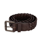 View of the chocolate brown Equinavia Kari Braided Belt on a white background