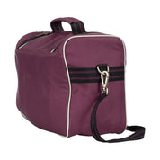 Angled back view of the plum Equinavia Darby Zip Top Grooming Bag on a white background