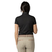 Back view of a model wearing the black Equinavia Kari Short Sleeve Sun Shirt With NordicAir Tech on a white background
