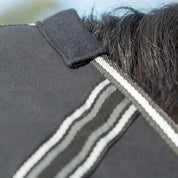Close-up view of the fleece padded withers on the black Equinavia Fryd Cotton Stable Sheet