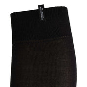 Close-up side view of the top of the Horze Ebba Technical Riding Socks in black on a white background