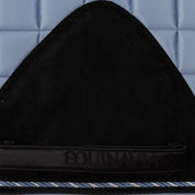 Side closeup view of Dusk Blue Equinavia Copenhagen Stay Put Dressage Saddle Pad