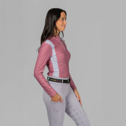 Side view of a model wearing Black/Bits Equinavia Adeline Beaded Belt on plain background